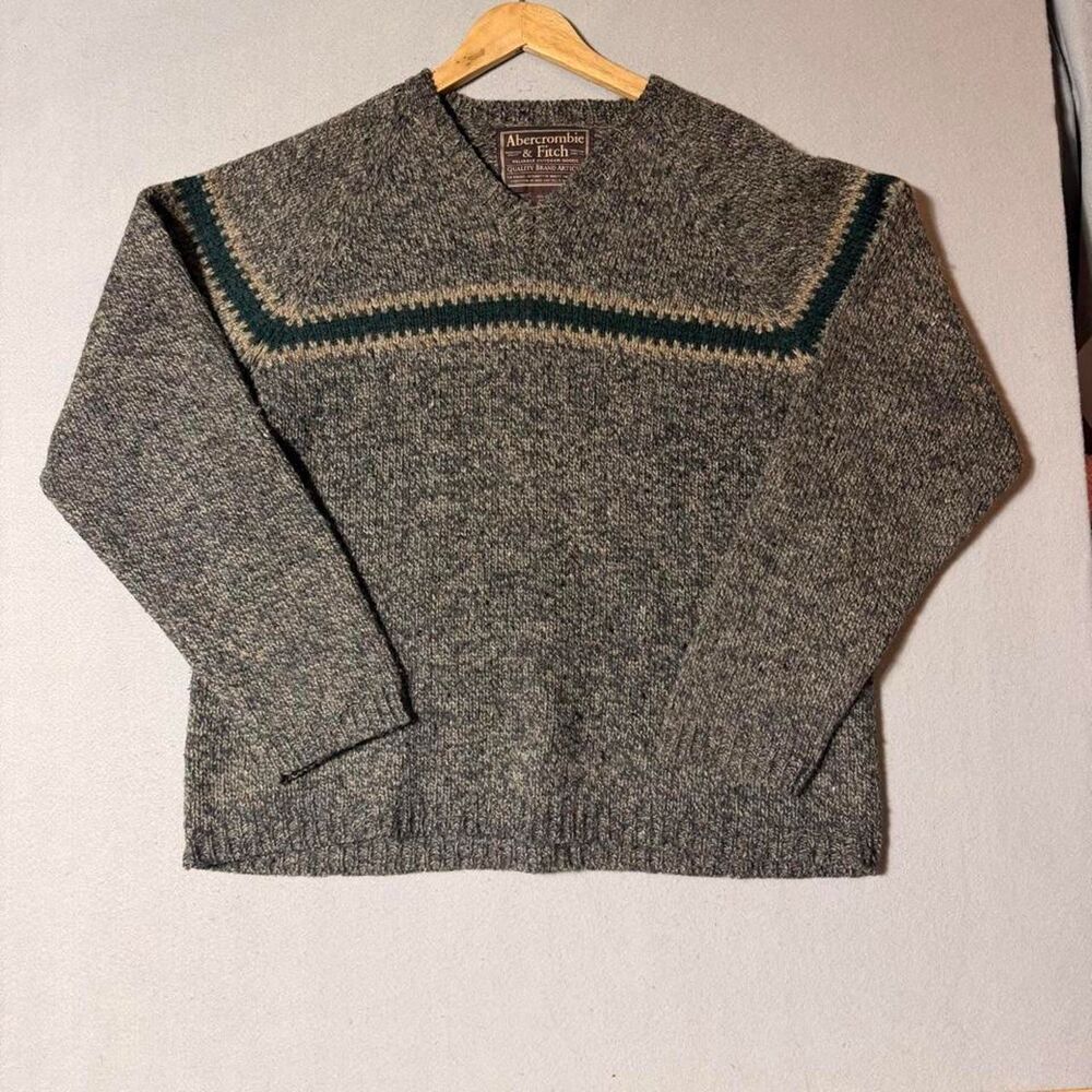 Abercrombie-fitch Men's Green and Grey Jumper